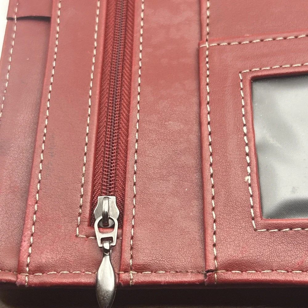 Vintage Day-Timer Burgundy Leather Planner Organizer Desk Size